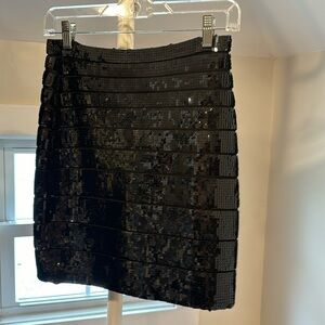 Herve Leger Black Sequins Skirt, Size Small